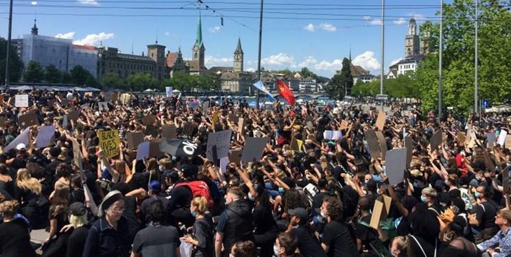 تظاهرات 10 هزار نفری ضد نژادپرستی در زوریخ؛ پلیس با گروهی از معترضان درگیر شد